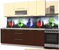 Кухня Интерлиния Мила Пластик 1.4 В (шоколад глянец/ваниль глянец/опал светлый) картинка