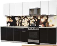 Кухня Интерлиния Мила Пластик 3.0 А (черный глянец/белый глянец/опал светлый) картинка