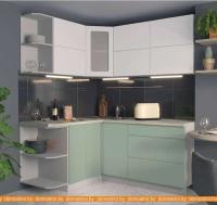 Кухня Интерлиния Мила Матте 1.5x1.8 А левая (белый/мята/опал светлый) картинка