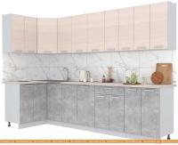 Кухня Интерлиния Мила Лайт 1.2x3.0 (вудлайн кремовый-бетон-бискайская сосна) картинка