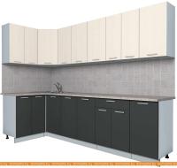 Кухня Интерлиния Мила Лайт 1.2x2.8 (вудлайн кремовый-антрацит-бискайская сосна) картинка