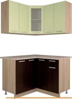 Кухня Интерлиния Мила 12x12 (салатовый/дуб венге) картинка