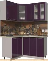 Кухня Интерлиния Мила Пластик 1.2x1.5 (слива глянец/опал светлый) картинка