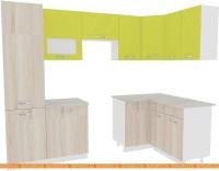 Кухня ВерсоМебель Эко-5 1.4x2.6 правая (ясень шимо светлый/зеленый лайм) картинка