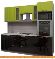 Кухня Интерлиния Мила Gloss 2.4 (яблоня-черный) картинка