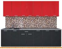 Кухня Интерлиния Мила Лайт 2.6 (красный-антрацит-кастилло темный) картинка
