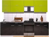 Кухня Интерлиния Мила Gloss 60-27 (яблоко/черный глянец) картинка