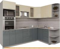 Кухня Интерлиния Мила Gloss 1.68x2.6 правая (ваниль-асфальт) картинка