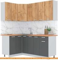 Кухня Интерлиния Мила Лайт 1.2x1.9 (дуб золотой-антрацит-дуб бунратти) картинка