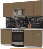 Кухня Интерлиния Мила Пластик 2.0 А (капучино глянец/опал светлый) картинка