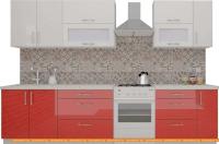 Кухня ВерсоМебель ВерсоЛайн 4-2.5 (белый 001/красный 009) картинка