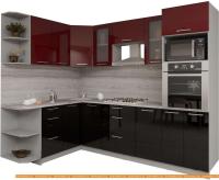 Кухня Интерлиния Мила Gloss 1.68x2.6 левая (бордовый-черный) картинка