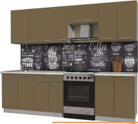 Кухня Интерлиния Мила Пластик 2.6 А (капучино глянец/опал светлый) картинка
