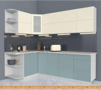 Кухня Интерлиния Мила Матте 1.5x2.5 А левая (слоновая кость/океан/опал светлый) картинка