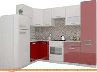 Кухня ВерсоМебель ЭкоЛайт-5 1.2x2.6 правая (белый/темно-красный) картинка