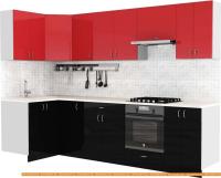 Кухня S-Company Клео глосc 1.2x2.9 левая (черный глянец/красный глянец) картинка