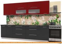 Кухня Интерлиния Мила Пластик 2.9 В (антрацит глянец-красный глянец-кастилло тем) картинка