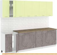 Кухня Кортекс-мебель Корнелия Лира 2.6м (салатовый/оникс/мадрид) картинка