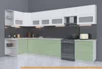 Кухня Интерлиния Мила Матте 1.5x3.8 Б левая (белый/мята/опал светлый) картинка