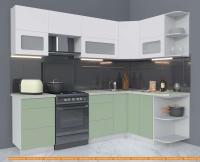 Кухня Интерлиния Мила Матте 1.5x2.5 Б правая (белый/мята/опал светлый) картинка