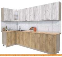 Кухня Интерлиния Мила 12x30 (дуб белый-дуб золотой-дуб бунратти) картинка