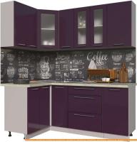 Кухня Интерлиния Мила Пластик 1.2x1.9 (слива глянец/опал светлый) картинка