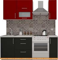 Кухня ВерсоМебель ВерсоЛайн 2-1.4 (красный чили/антрацит) картинка