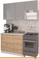 Кухня Кастанье Марта 1.5 (серый пыльный/дуб крафт золотой матовый) картинка