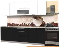 Кухня Интерлиния Мила Пластик 2.4 В (черный глянец/белый глянец/опал светлый) картинка
