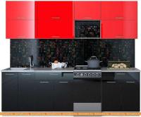 Кухня Интерлиния Мила Gloss 50-25 (красный/черный) картинка