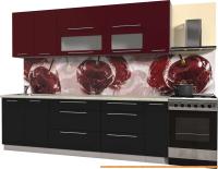 Кухня Интерлиния Мила Пластик 2.5 В (черный глянец/бордо глянец/опал светлый) картинка