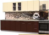 Кухня Интерлиния Мила Пластик 2.8 Б (шоколад глянец/ваниль глянец/опал светлый) картинка