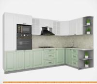 Кухня Интерлиния Мила Деко 1.68x3.2 правая (белый-мята-опал светлый) картинка