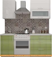 Кухня ВерсоМебель ВерсоЛайн 8-1.3 (белый 001/нежно-зеленый 032) картинка