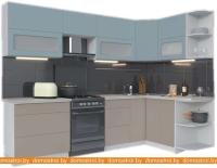 Кухня Интерлиния Мила Матте 1.5x2.8 Б правая (океан-луна-травертин серый) картинка