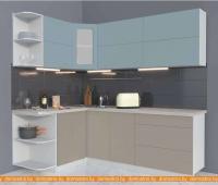 Кухня Интерлиния Мила Матте 1.5x2.2 А левая (океан/луна/травертин серый) картинка