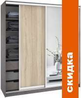 Шкаф-купе Кортекс-мебель Сенатор ШК12 Классика ДСП с зеркалом (береза/дуб сонома) картинка