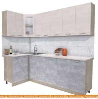 Кухня Интерлиния Мила 12x25 (вудлайн кремовый-бетон-бискайская сосна) картинка