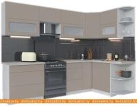 Кухня Интерлиния Мила Матте 1.5x2.8 Б правая (луна-луна-травертин серый) картинка