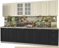 Кухня Интерлиния Мила Деко 2.8 А (пепел/слоновая кость/травертин серый) картинка