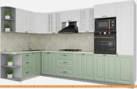 Кухня Интерлиния Мила Деко 1.68x3.4 левая (белый-мята-опал светлый) картинка