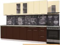 Кухня Интерлиния Мила Пластик 2.6 Б (шоколад глянец/ваниль глянец/опал светлый) картинка