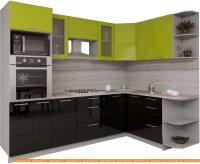 Кухня Интерлиния Мила Gloss 1.68x2.6 правая (яблоня-черный) картинка