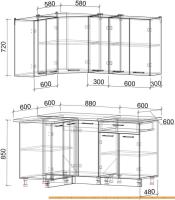 Кухня Интерлиния Мила Лайт 1.2x1.5 (красный/дуб венге) картинка