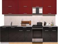 Кухня Интерлиния Мила Gloss 50-27 (бордовый/черный глянец) картинка