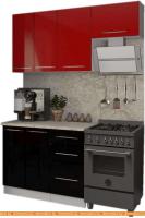 Кухня Кастанье Марта 1.5 (красный китайский глянец/черный глянец) картинка