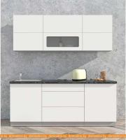 Кухня Интерлиния Мила Матте 2.0 А (белый/белый/опал светлый) картинка