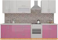Кухня ВерсоМебель ВерсоЛайн 8-2.4 (белый 001/розовый 011) картинка