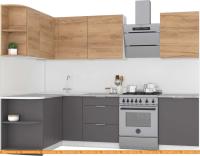 Кухня Интермебель Микс Топ-16 2.1x1.6м лев (дуб крафт зол-графит серый-ателье св.) картинка