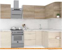 Кухня Интермебель Микс Топ-18 2x1.7м правая (дуб каньон-вудлайн кремовый-венато) картинка